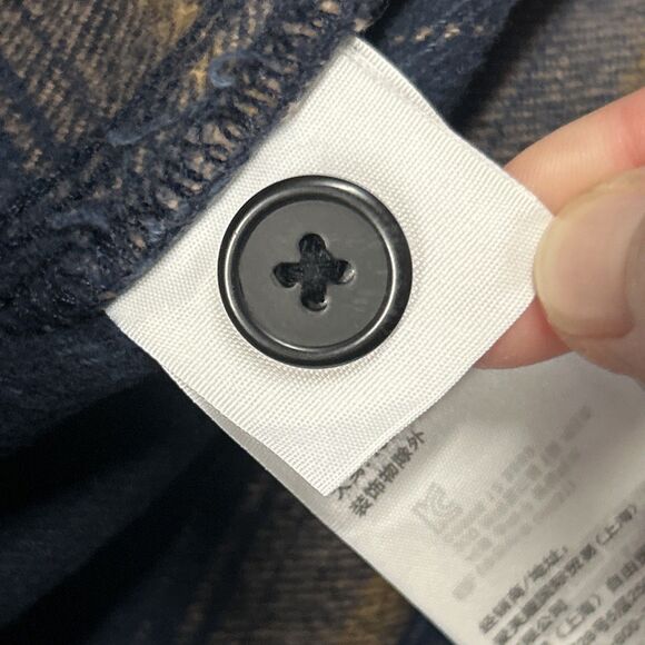 Abercrombie & Fitch Shirt Jacket Mens Large Blue Tan Plaid Flannel Pockets - Picture 4 of 9